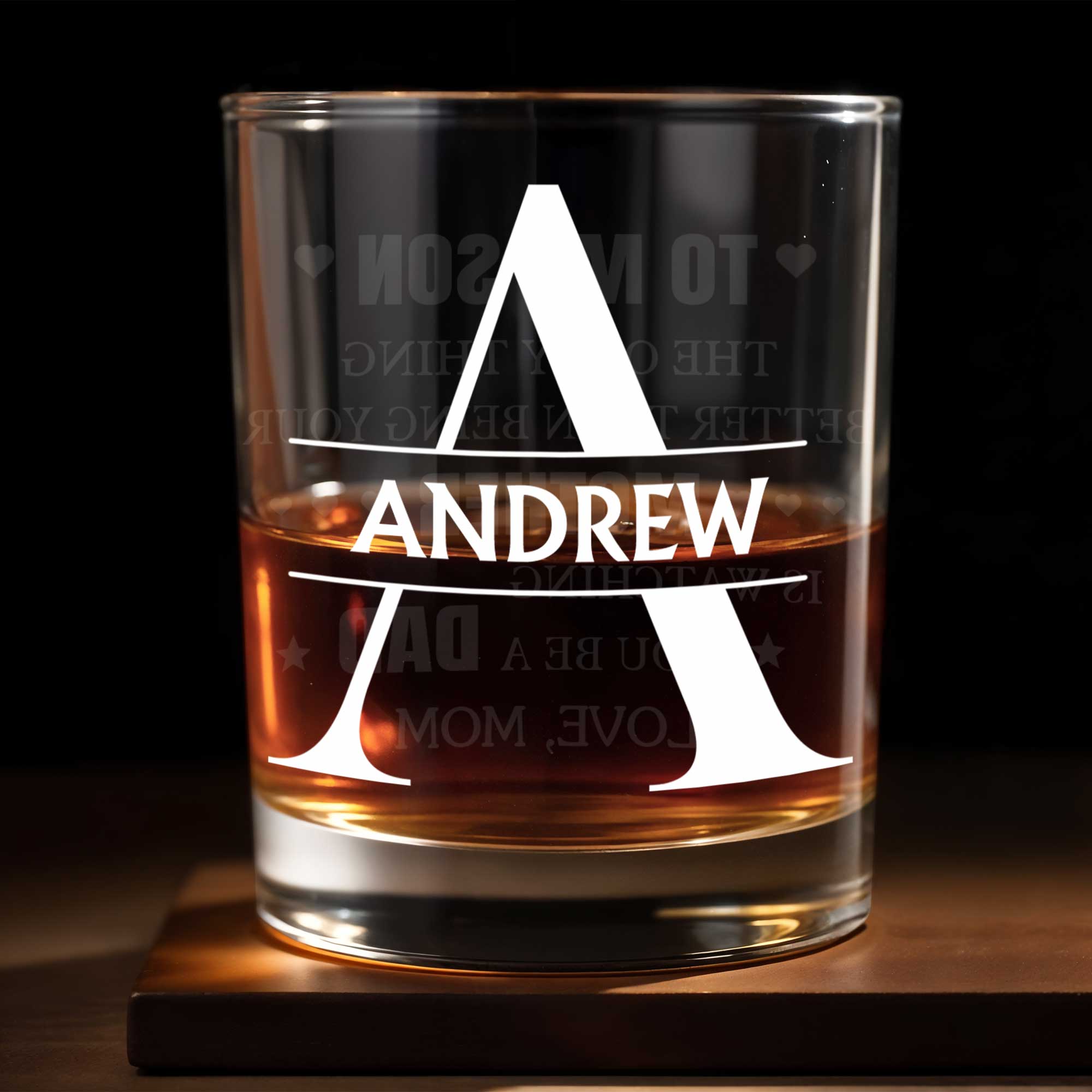 Personalized Custom Monogram Whiskey Glass Gift for Son Whiskey Glass GradoCreations