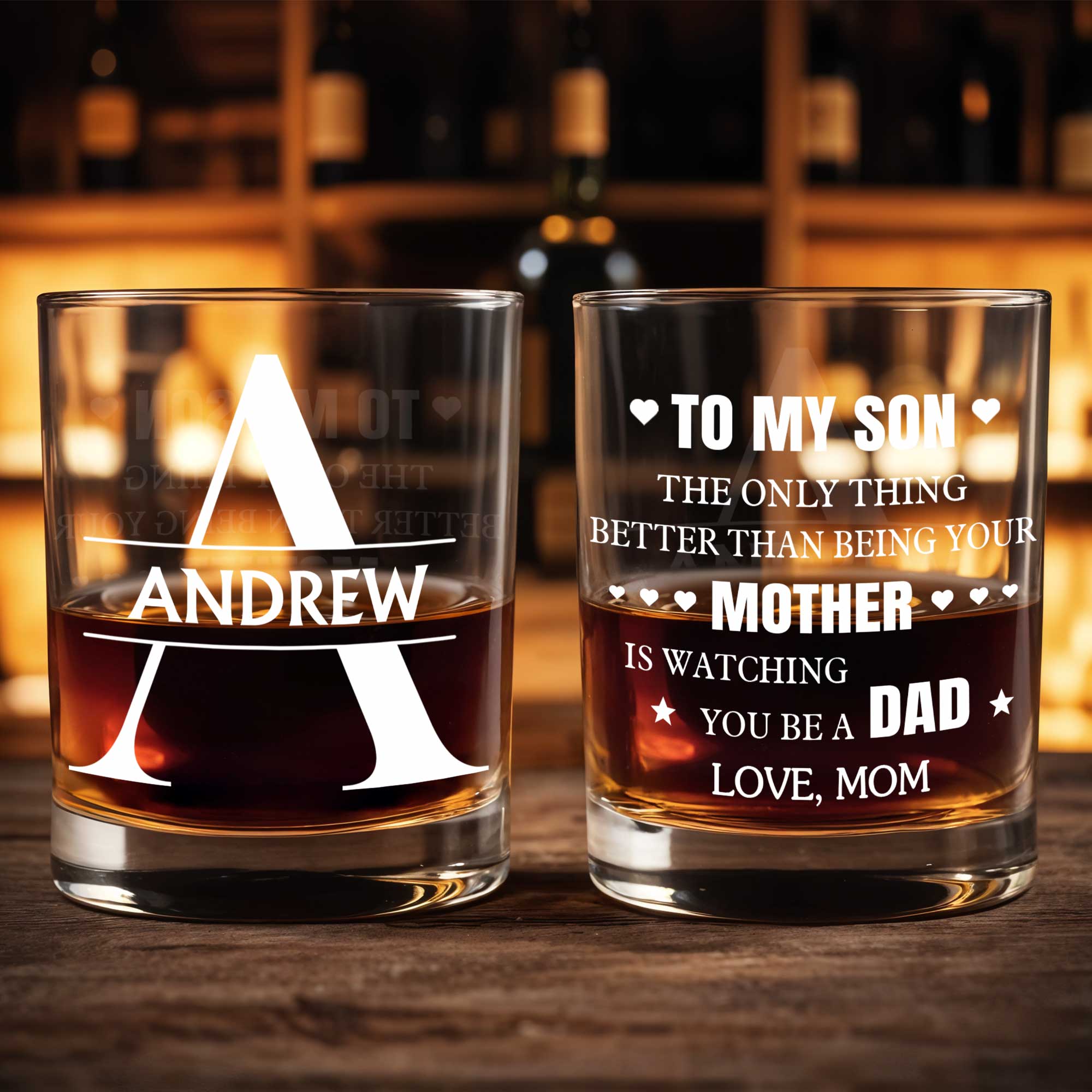 Personalized Custom Monogram Whiskey Glass Gift for Son Whiskey Glass GradoCreations