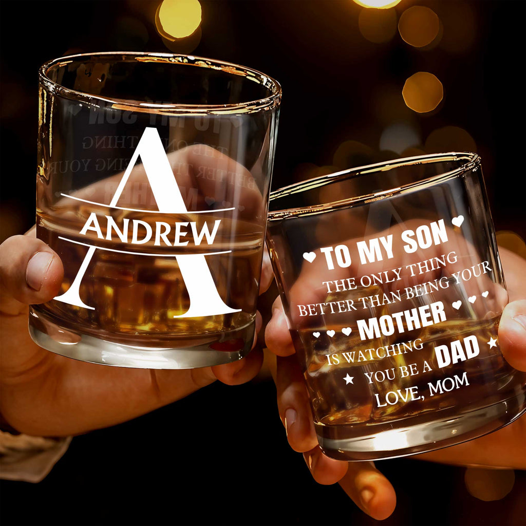 Personalized Custom Monogram Whiskey Glass Gift for Son Whiskey Glass GradoCreations