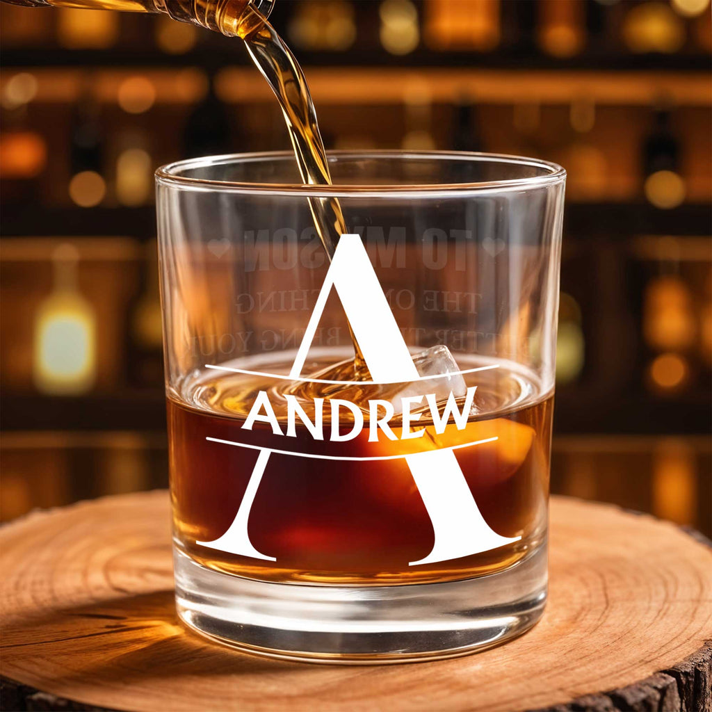 Personalized Custom Monogram Whiskey Glass Gift for Son Whiskey Glass GradoCreations
