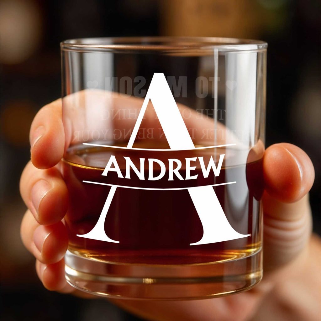 Personalized Custom Monogram Whiskey Glass Gift for Son Whiskey Glass GradoCreations