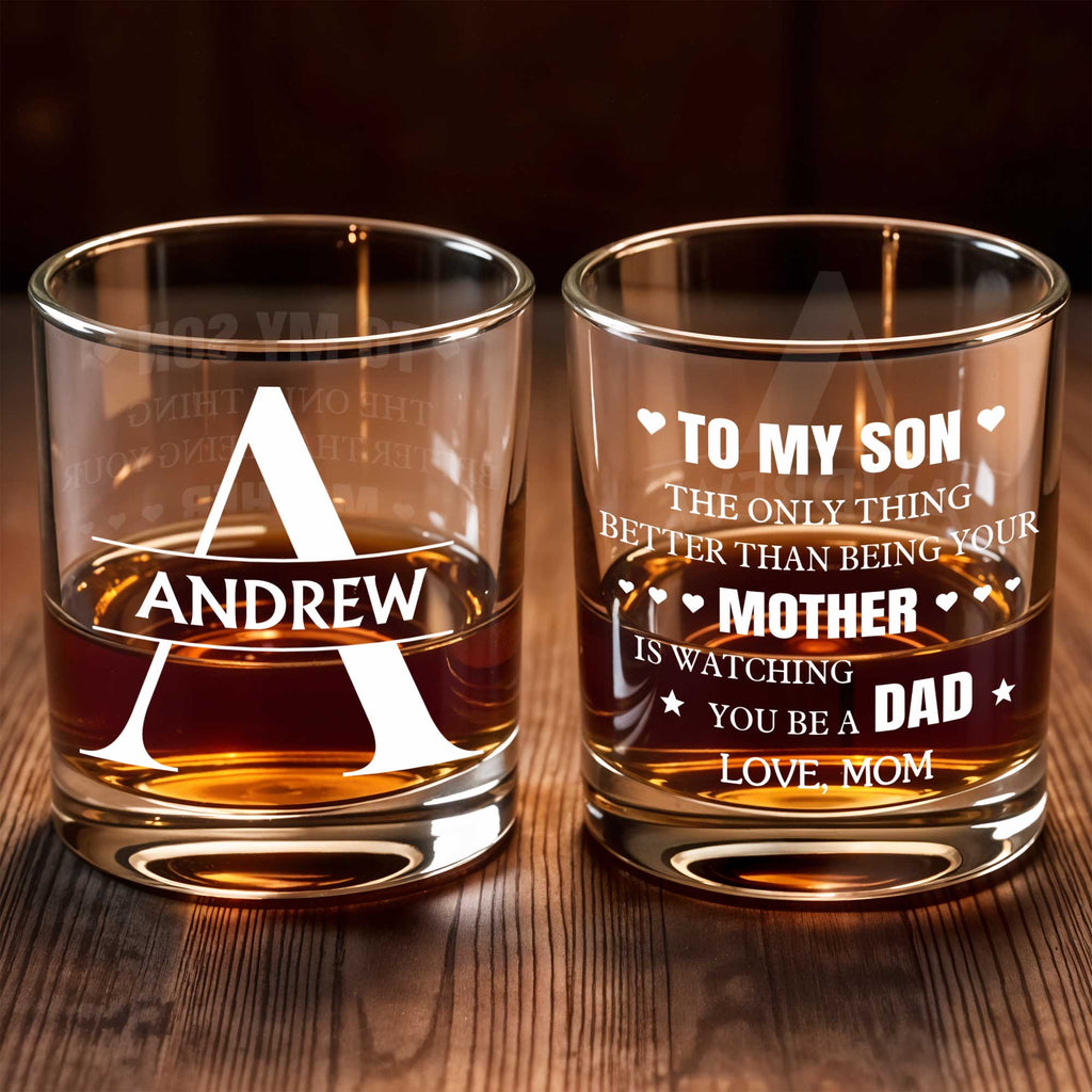 Personalized Custom Monogram Whiskey Glass Gift for Son Whiskey Glass GradoCreations