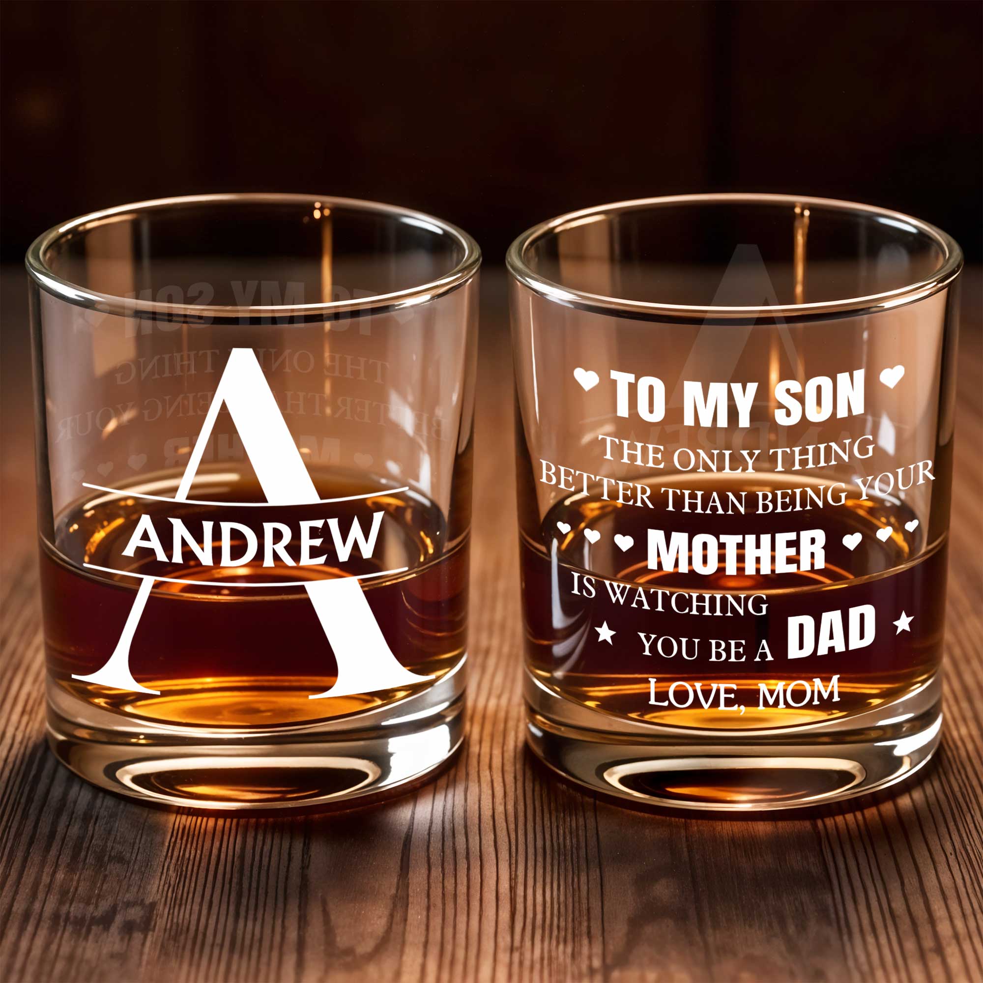 Personalized Custom Monogram Whiskey Glass Gift for Son Whiskey Glass GradoCreations