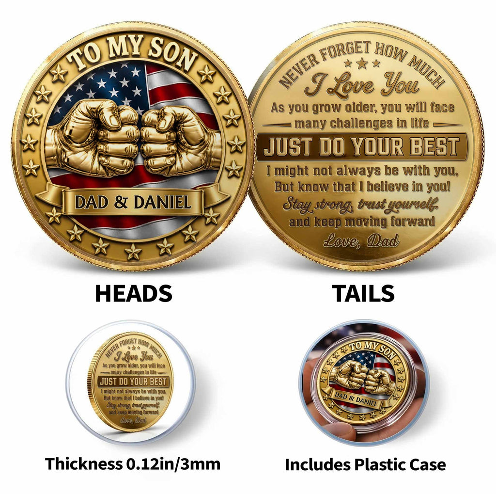 Custom Commemorative Coin Gift for Son - USA Flag Keepsake Commemorative Coin GradoCreations