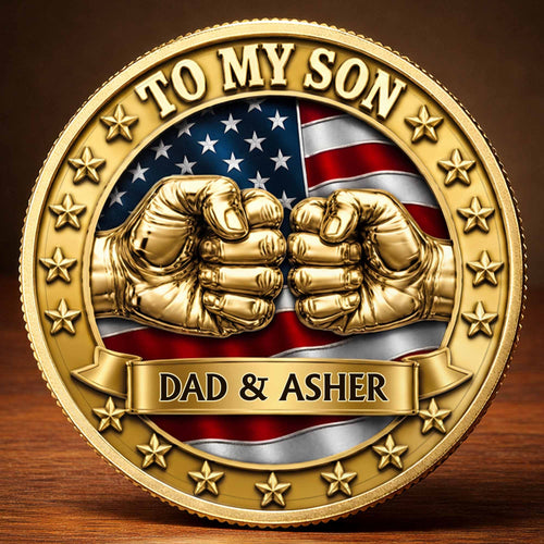 Custom Commemorative Coin Gift for Son - USA Flag Keepsake Commemorative Coin GradoCreations
