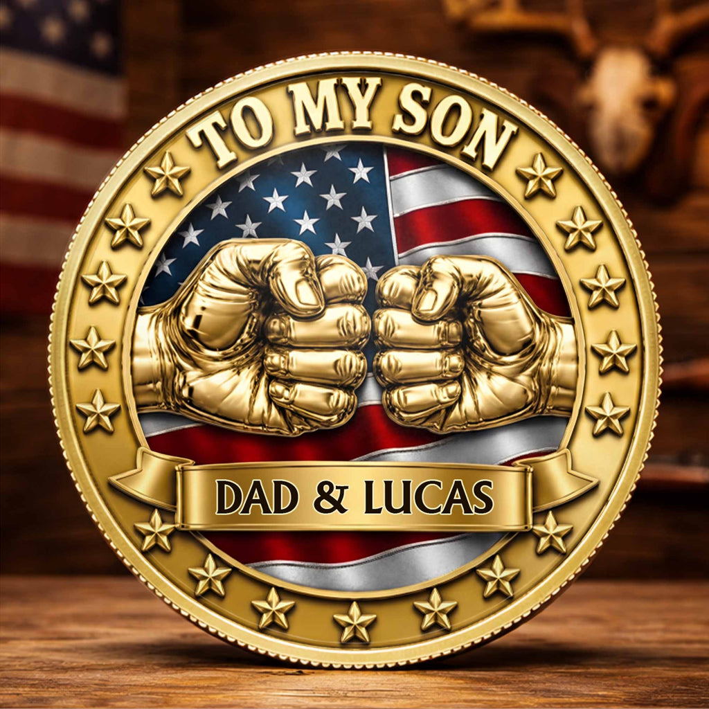 Custom Commemorative Coin Gift for Son - USA Flag Keepsake Commemorative Coin GradoCreations