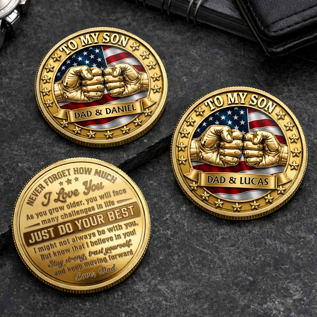 Custom Commemorative Coin Gift for Son - USA Flag Keepsake Commemorative Coin GradoCreations