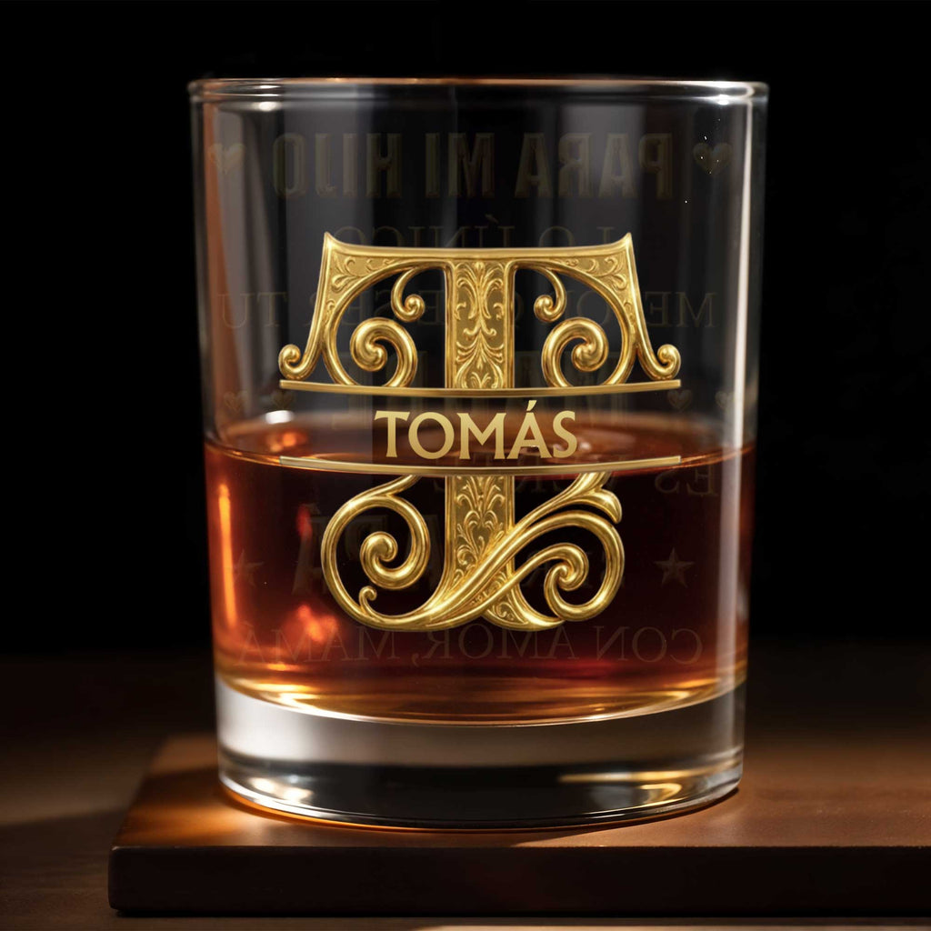 Personalized Monogram Whiskey Glass Custom Name Gift for Dad Whiskey Glass GradoCreations