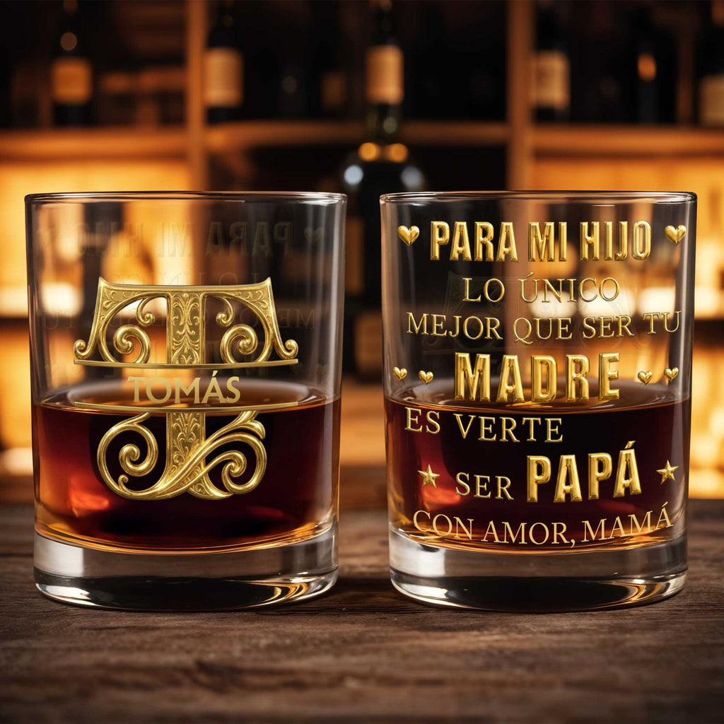 Personalized Monogram Whiskey Glass Custom Name Gift for Dad Whiskey Glass GradoCreations