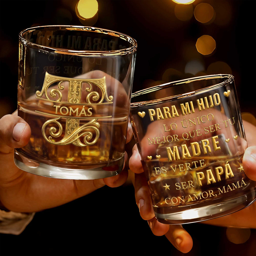 Personalized Monogram Whiskey Glass Custom Name Gift for Dad Whiskey Glass GradoCreations