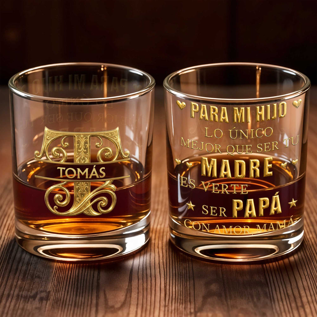 Personalized Monogram Whiskey Glass Custom Name Gift for Dad Whiskey Glass GradoCreations