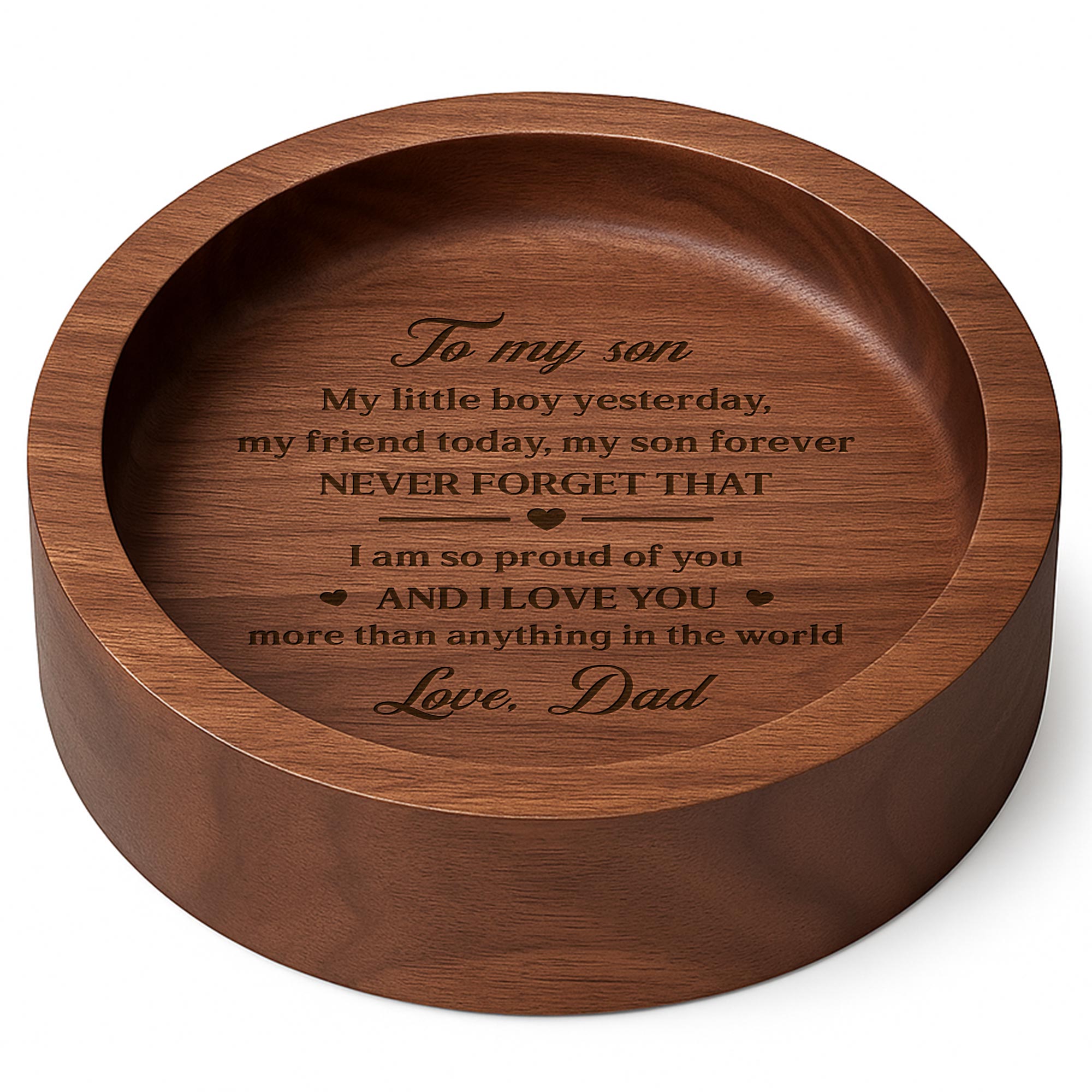 Personalized Walnut Wood Ring Dish Custom Name Gift for Son Wood Ring Dish GradoCreations