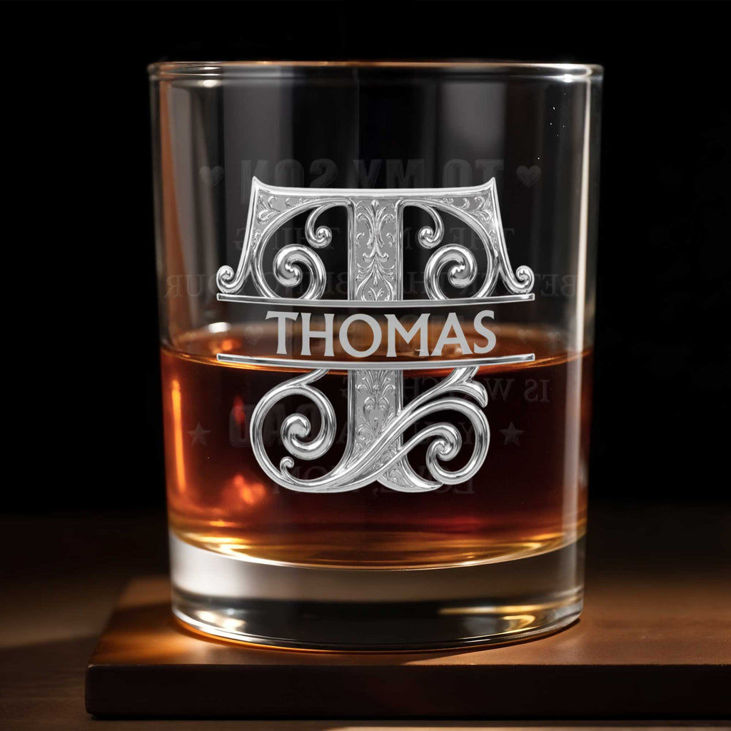 Personalized Whiskey Glass with Custom Initial Monogram Gift for Dad Whiskey Glass GradoCreations