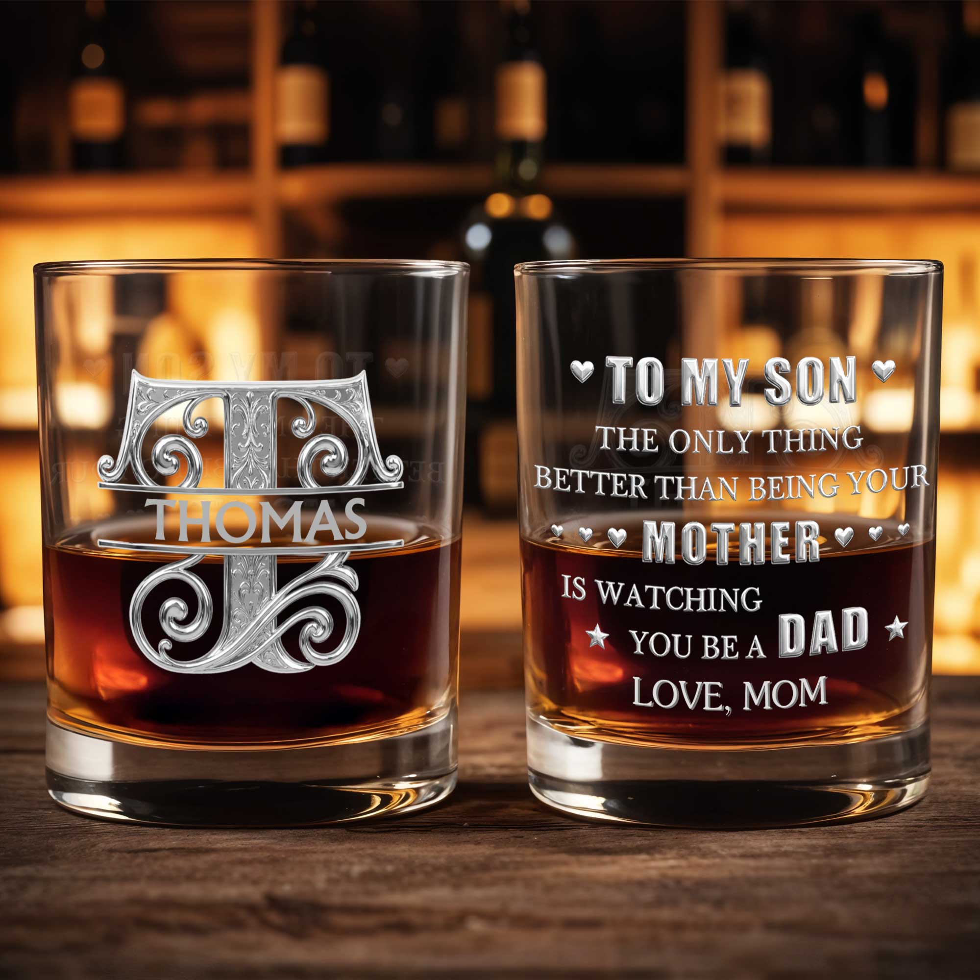 Personalized Whiskey Glass with Custom Initial Monogram Gift for Dad Whiskey Glass GradoCreations