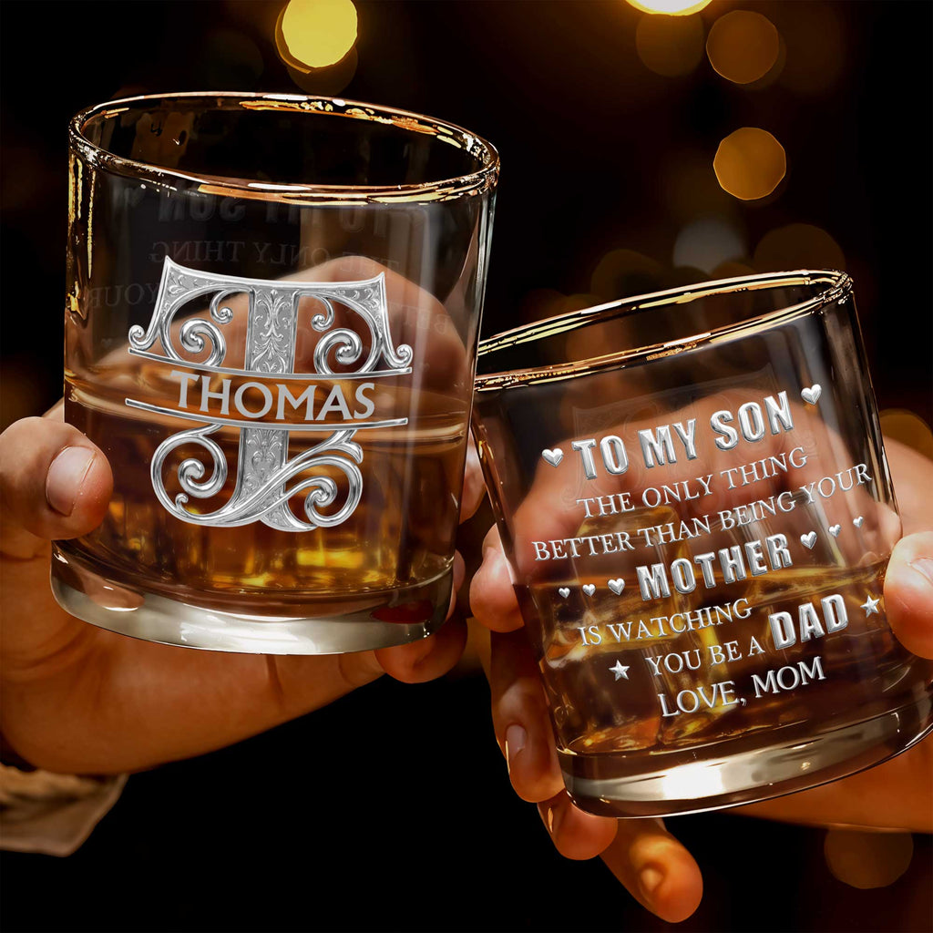 Personalized Whiskey Glass with Custom Initial Monogram Gift for Dad Whiskey Glass GradoCreations