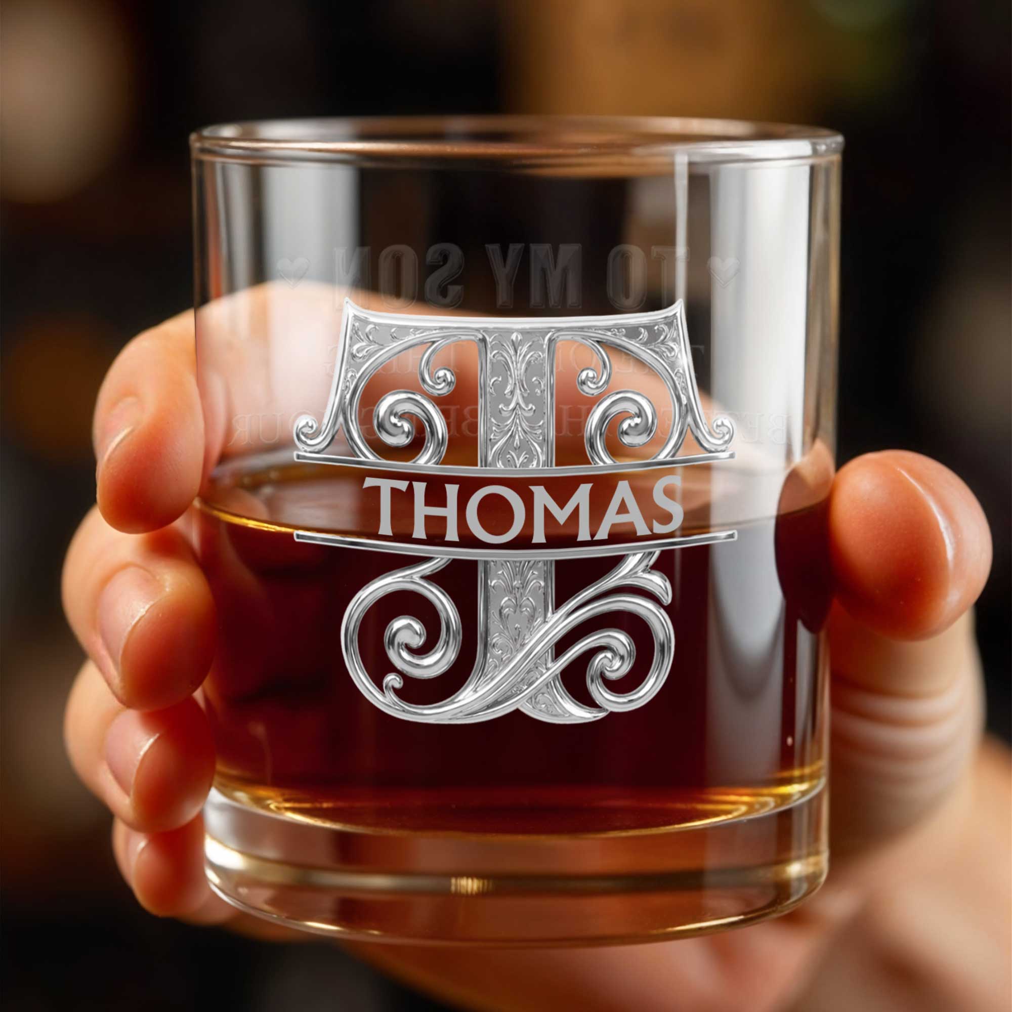 Personalized Whiskey Glass with Custom Initial Monogram Gift for Dad Whiskey Glass GradoCreations