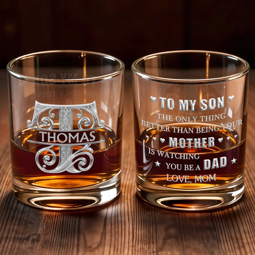 Personalized Whiskey Glass with Custom Initial Monogram Gift for Dad Whiskey Glass GradoCreations