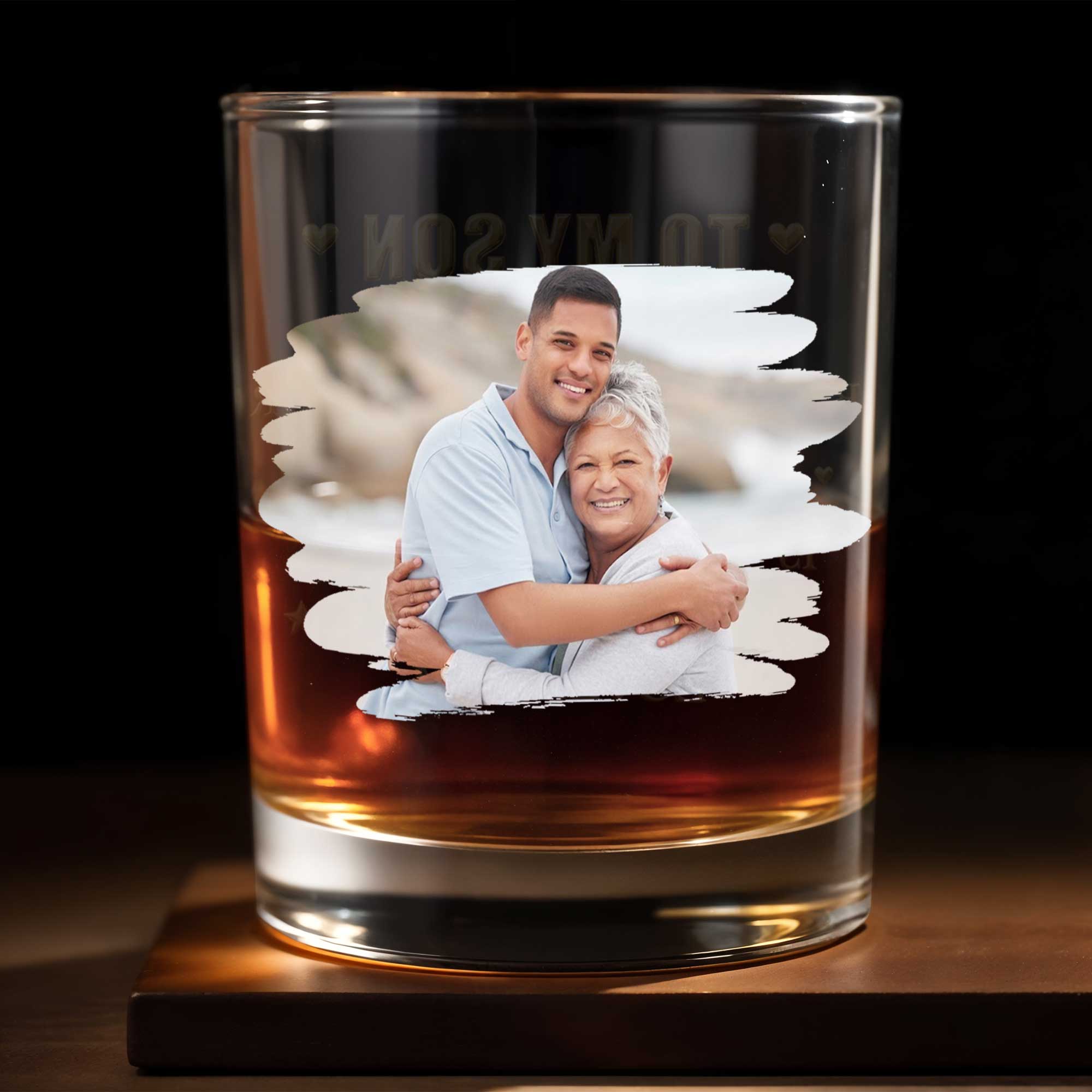 Personalized Custom Photo Whiskey Glass Gift for Son Whiskey Glass GradoCreations
