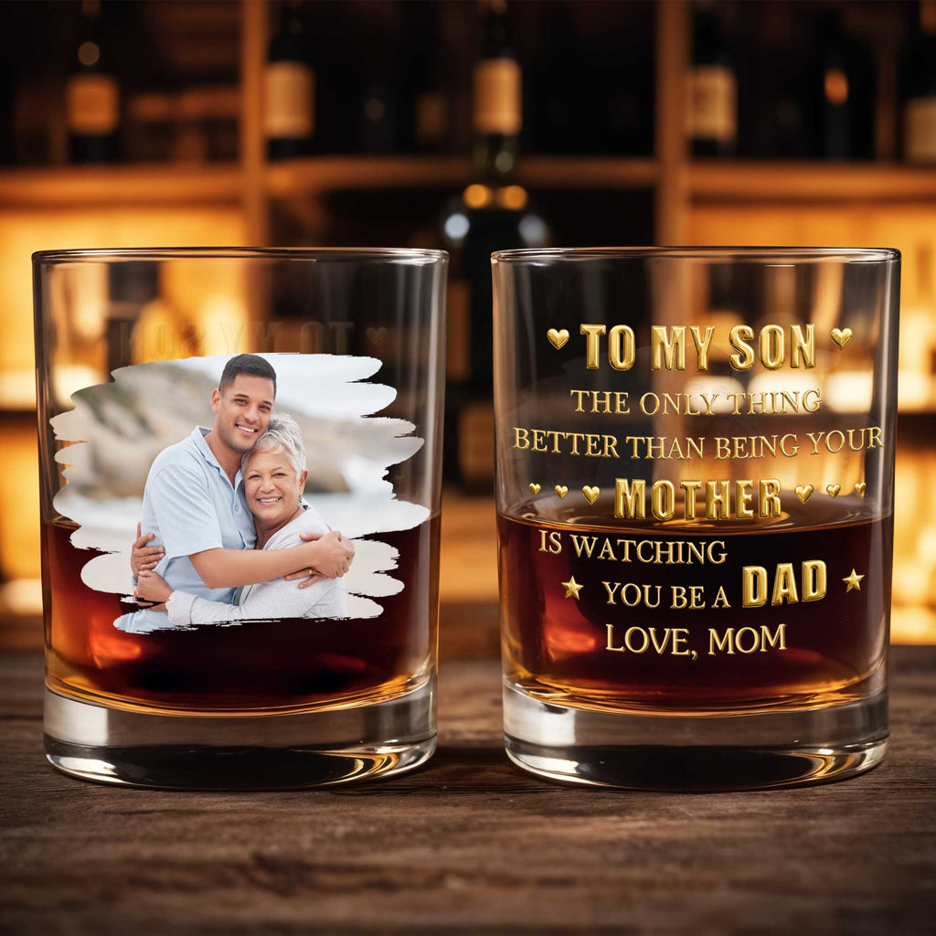 Personalized Custom Photo Whiskey Glass Gift for Son Whiskey Glass GradoCreations