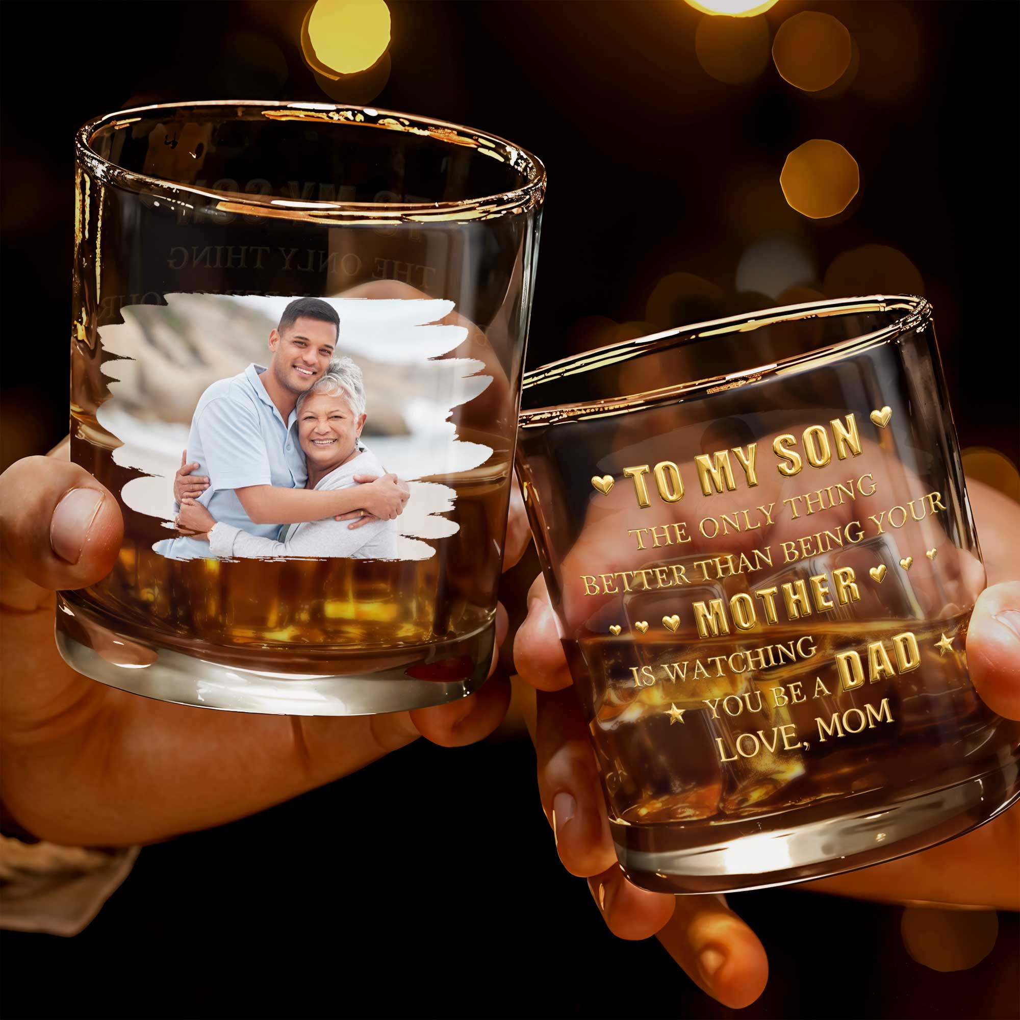 Personalized Custom Photo Whiskey Glass Gift for Son Whiskey Glass GradoCreations