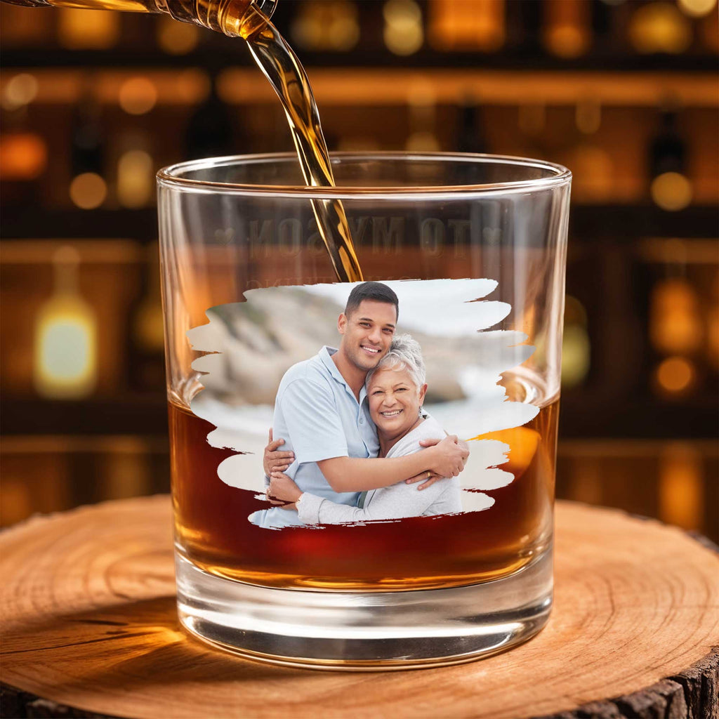 Personalized Custom Photo Whiskey Glass Gift for Son Whiskey Glass GradoCreations