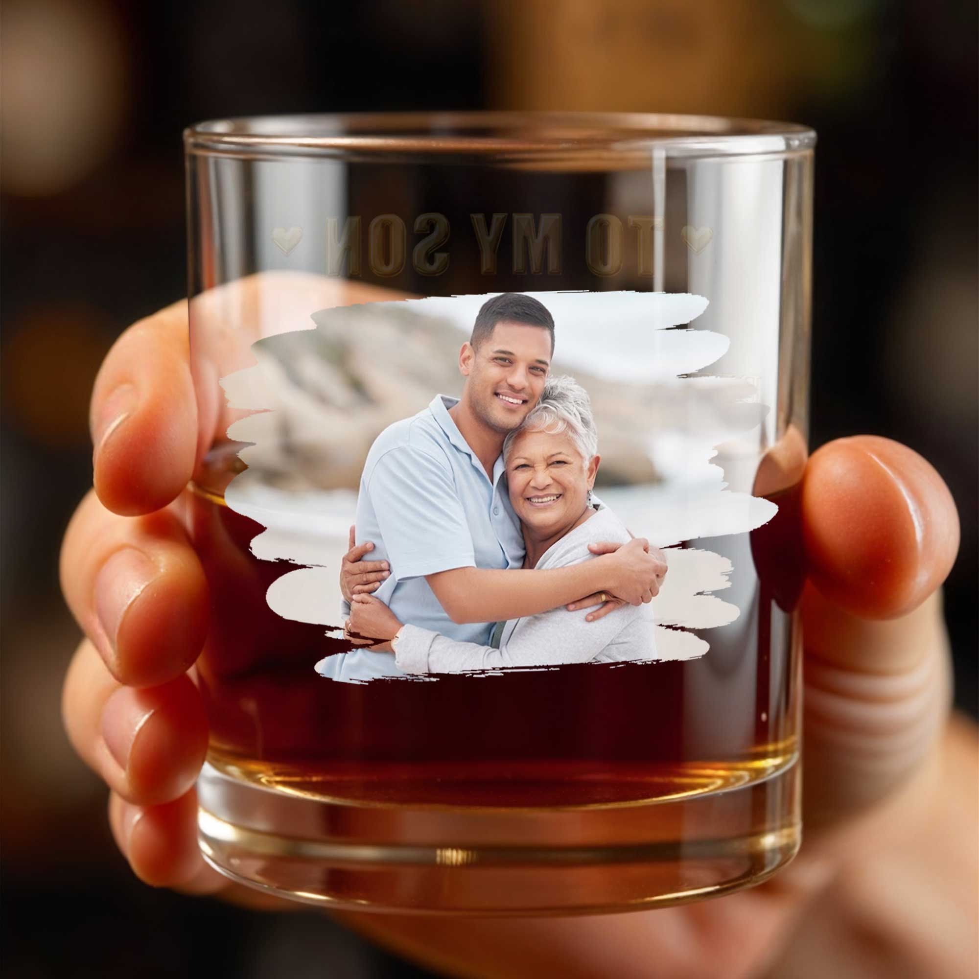 Personalized Custom Photo Whiskey Glass Gift for Son Whiskey Glass GradoCreations