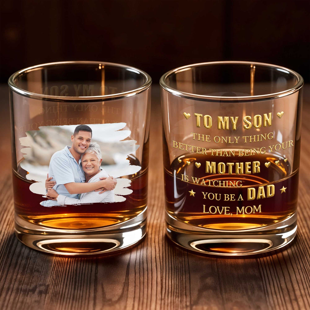 Personalized Custom Photo Whiskey Glass Gift for Son Whiskey Glass GradoCreations
