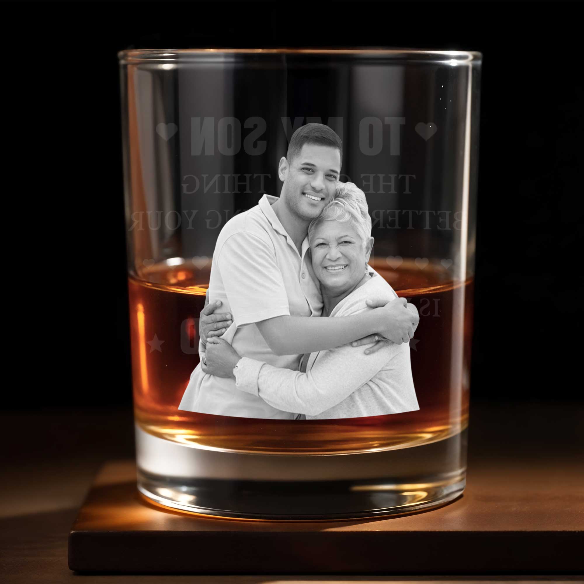 Personalized Custom Whiskey Glass Photo Gift for Son Whiskey Glass GradoCreations