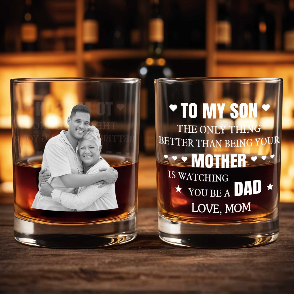 Personalized Custom Whiskey Glass Photo Gift for Son Whiskey Glass GradoCreations