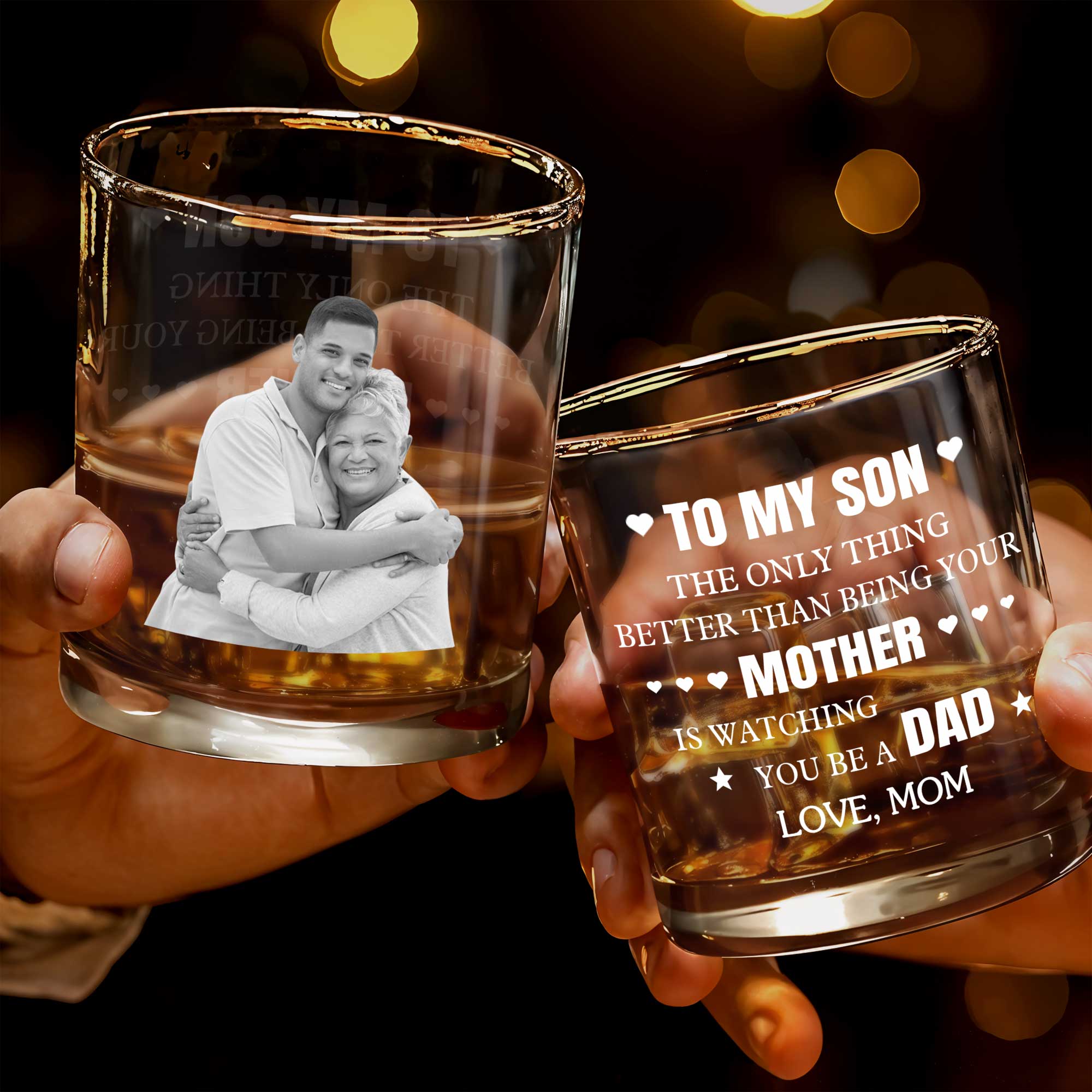 Personalized Custom Whiskey Glass Photo Gift for Son Whiskey Glass GradoCreations