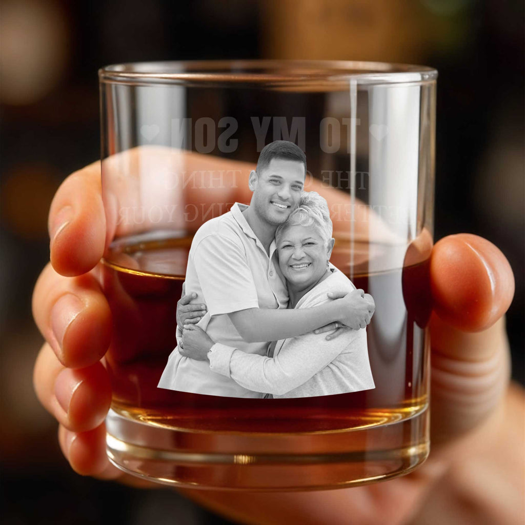 Personalized Custom Whiskey Glass Photo Gift for Son Whiskey Glass GradoCreations