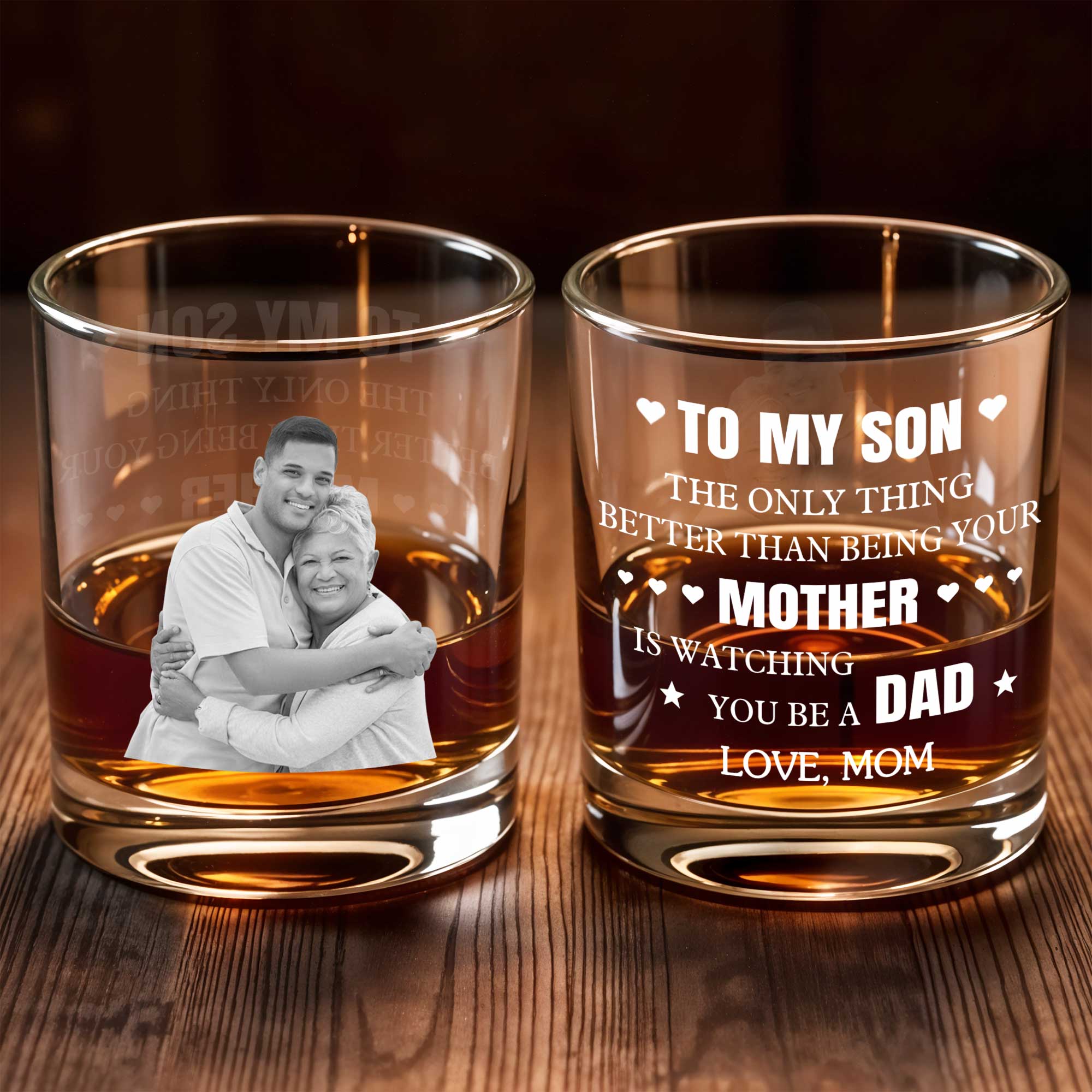 Personalized Custom Whiskey Glass Photo Gift for Son Whiskey Glass GradoCreations