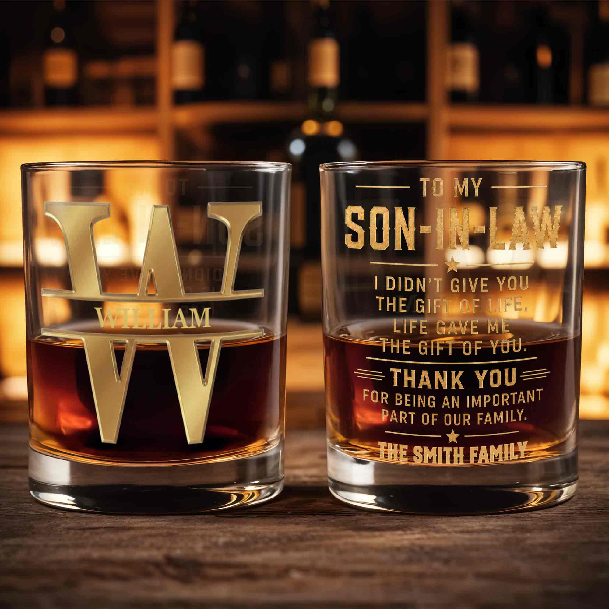 Personalized Whiskey Glass with Monogram for Son Custom Gift