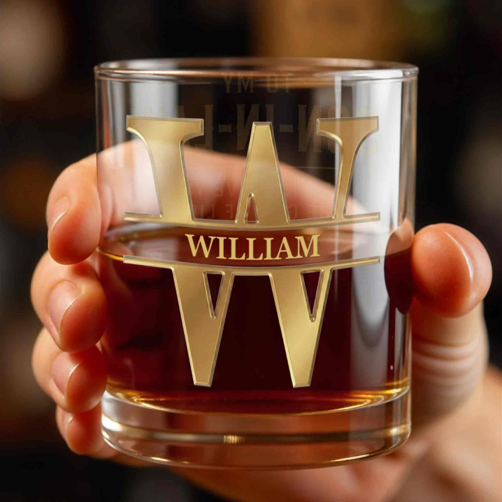 Personalized Whiskey Glass with Monogram for Son Custom Gift