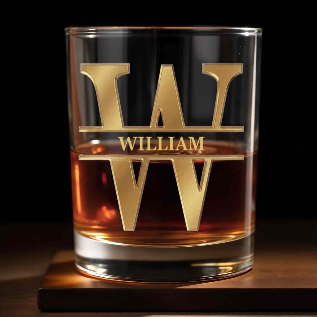Personalized Whiskey Glass with Monogram for Son Custom Gift