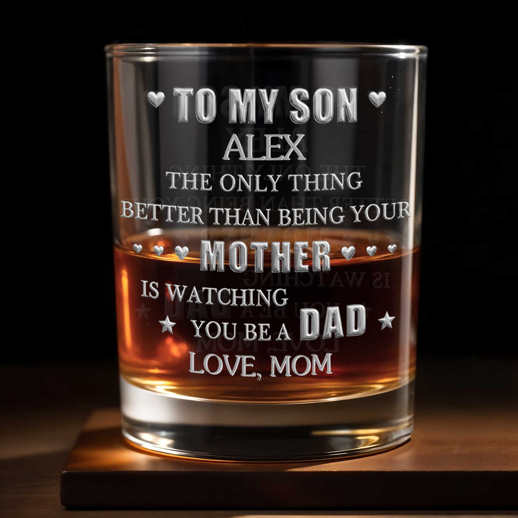 Personalized Custom Whiskey Glass for Son with Hearts Gift Whiskey Glass GradoCreations