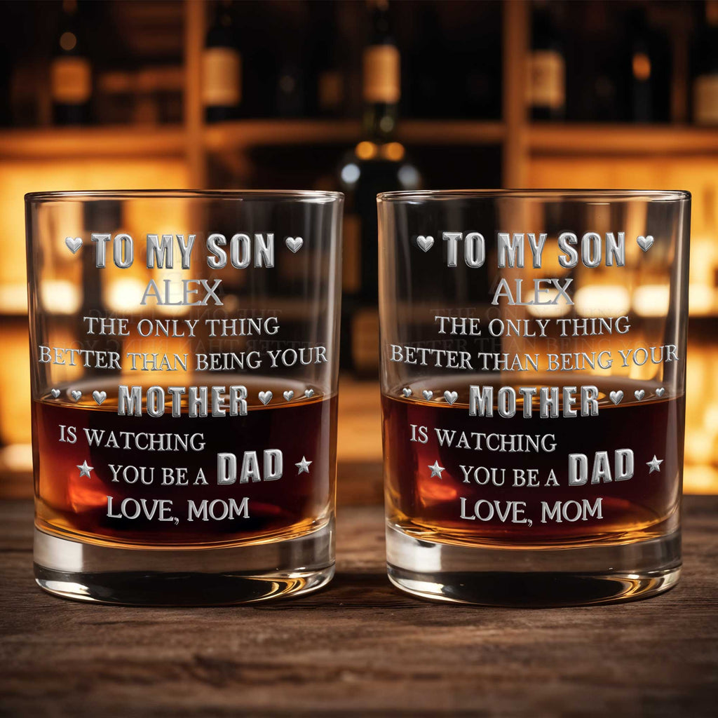 Personalized Custom Whiskey Glass for Son with Hearts Gift Whiskey Glass GradoCreations