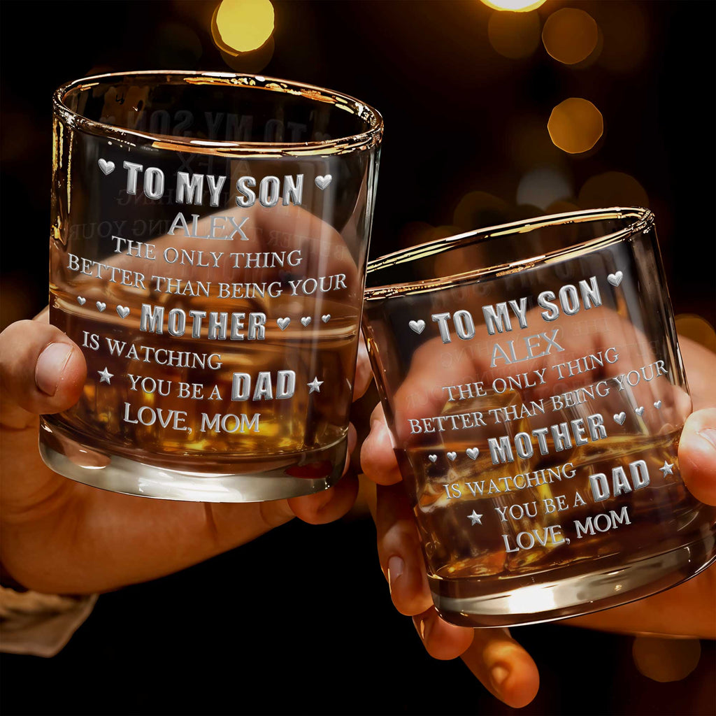 Personalized Custom Whiskey Glass for Son with Hearts Gift Whiskey Glass GradoCreations