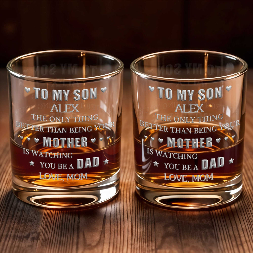 Personalized Custom Whiskey Glass for Son with Hearts Gift Whiskey Glass GradoCreations