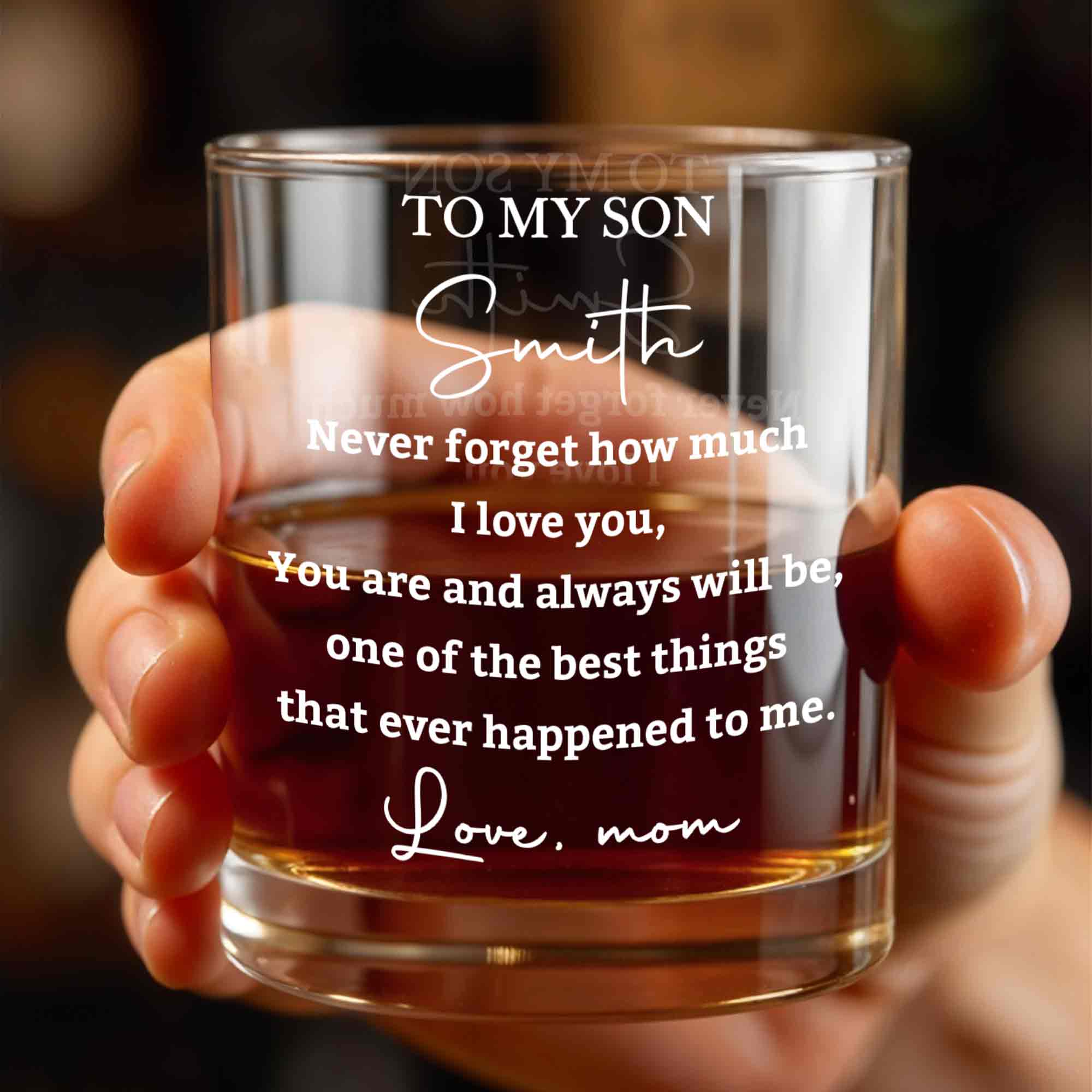 Personalized Custom Whiskey Glass Gift for Son - Heart Design