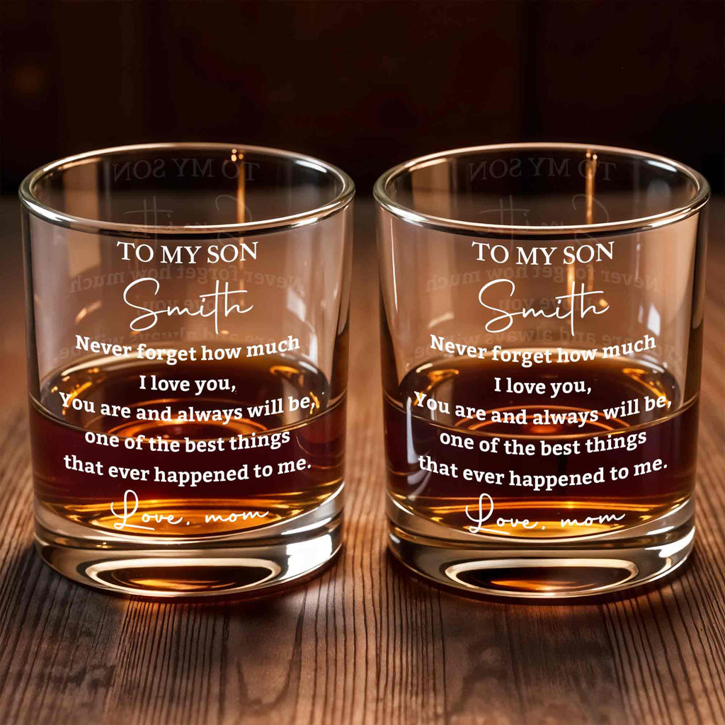 Personalized Custom Whiskey Glass Gift for Son - Heart Design