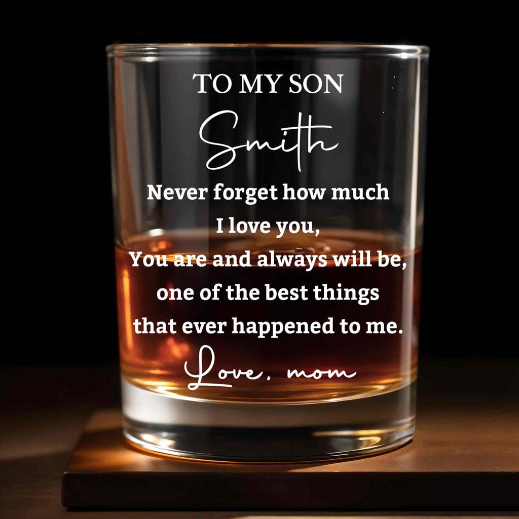 Personalized Custom Whiskey Glass Gift for Son - Heart Design