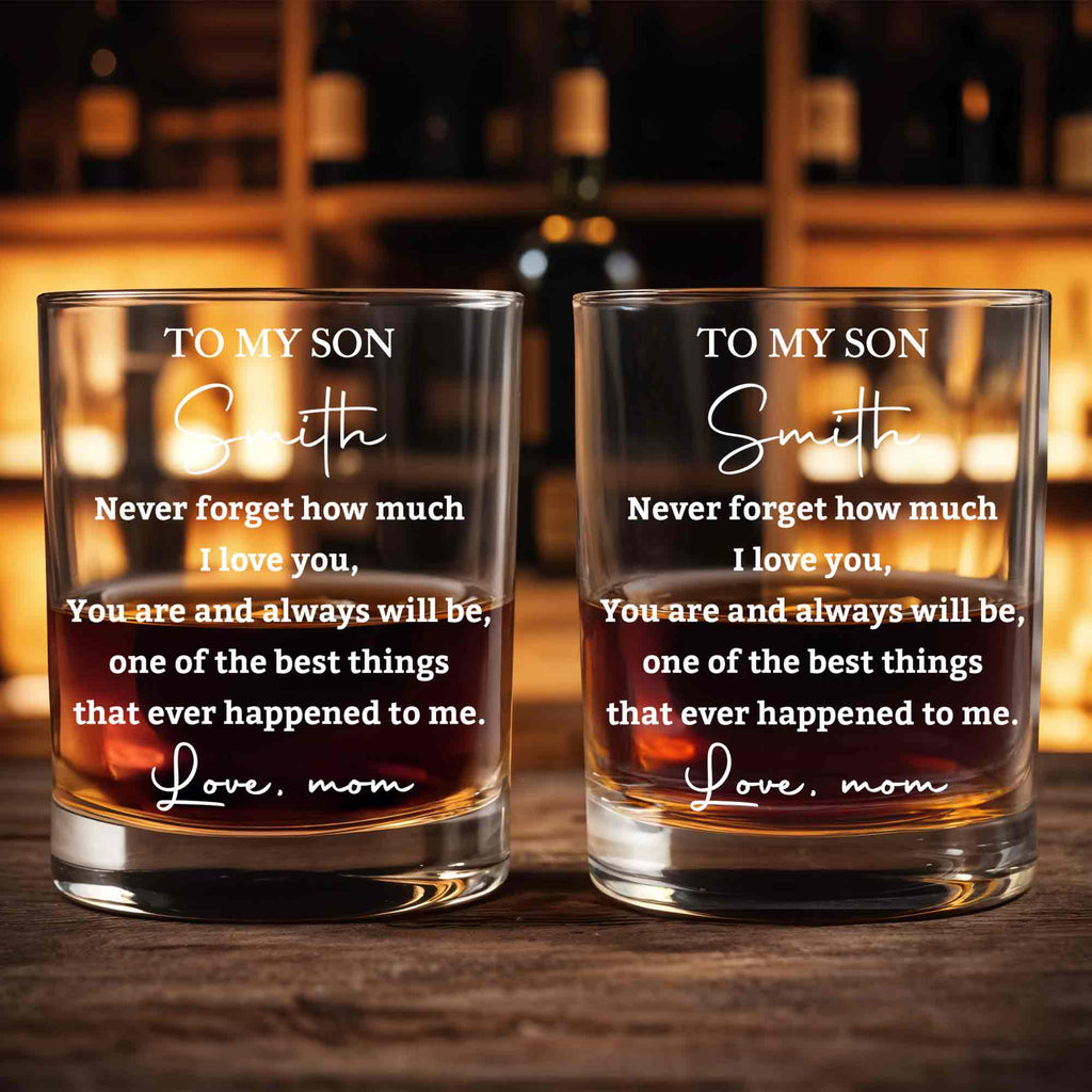 Personalized Custom Whiskey Glass Gift for Son - Heart Design