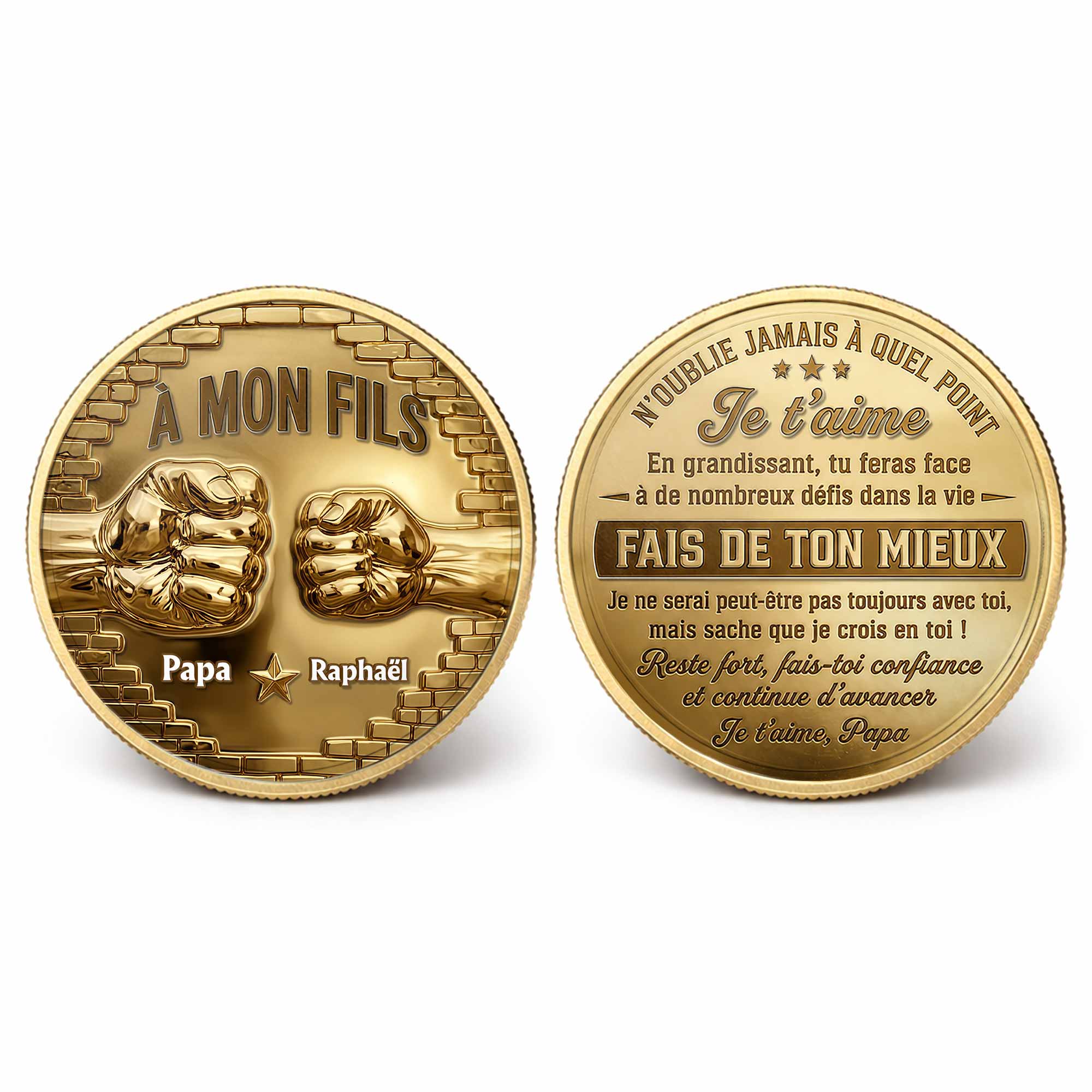 Custom 3D Gold Effect Commemorative Coin for Son Gift