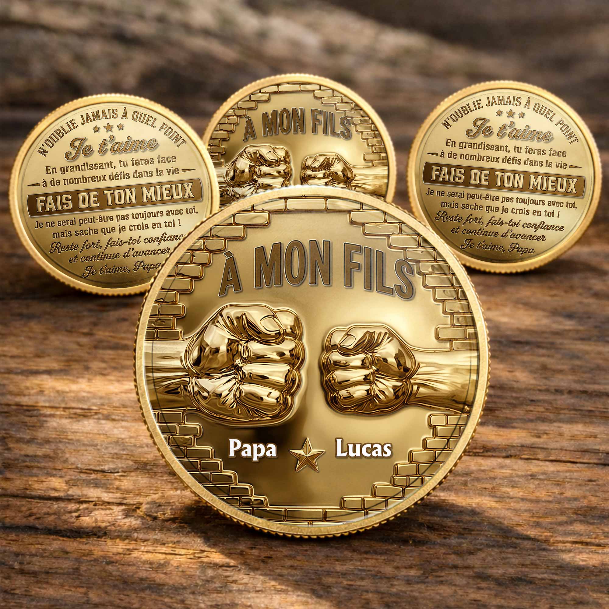 Custom 3D Gold Effect Commemorative Coin for Son Gift