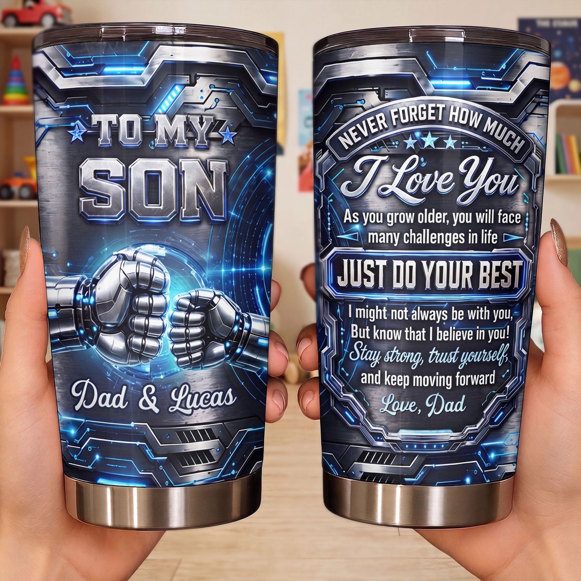 Personalized 20oz Stainless Steel Tumbler Custom Gift for Son 20oz Tumbler GradoCreations
