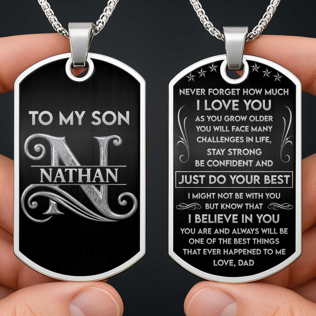 Personalized Stainless Steel Dog Tag Necklace Gift for Son Dog Tag Necklace GradoCreations