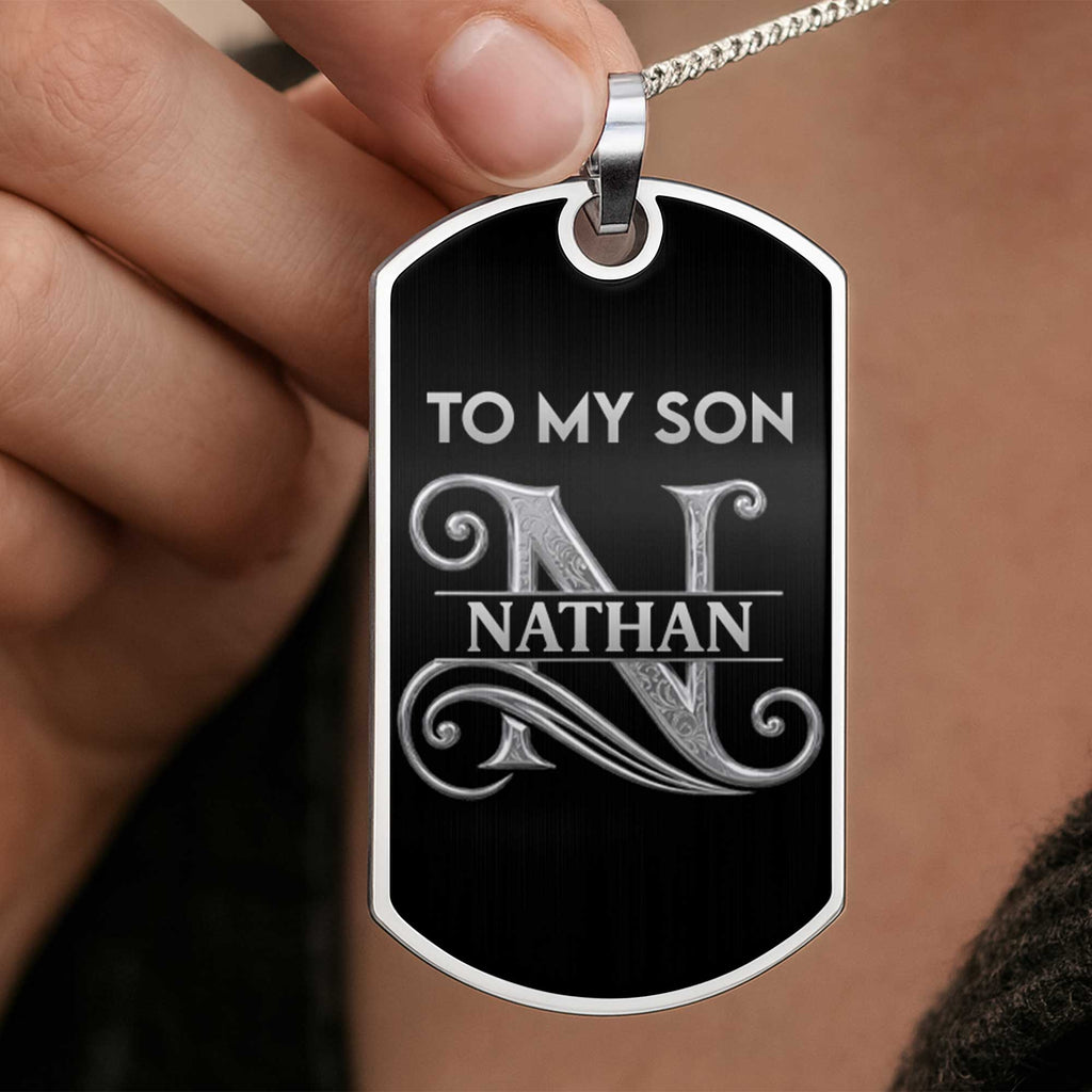 Personalized Stainless Steel Dog Tag Necklace Gift for Son Dog Tag Necklace GradoCreations