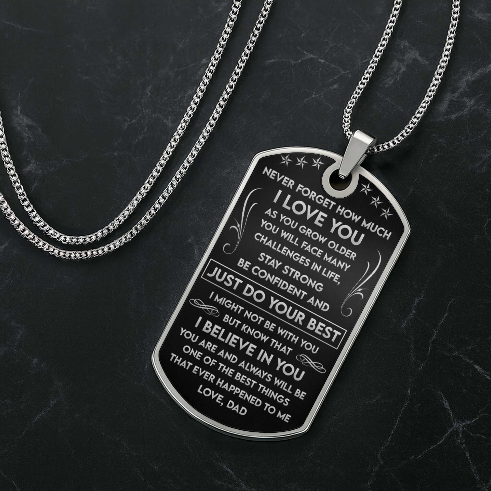 Personalized Stainless Steel Dog Tag Necklace Gift for Son Dog Tag Necklace GradoCreations