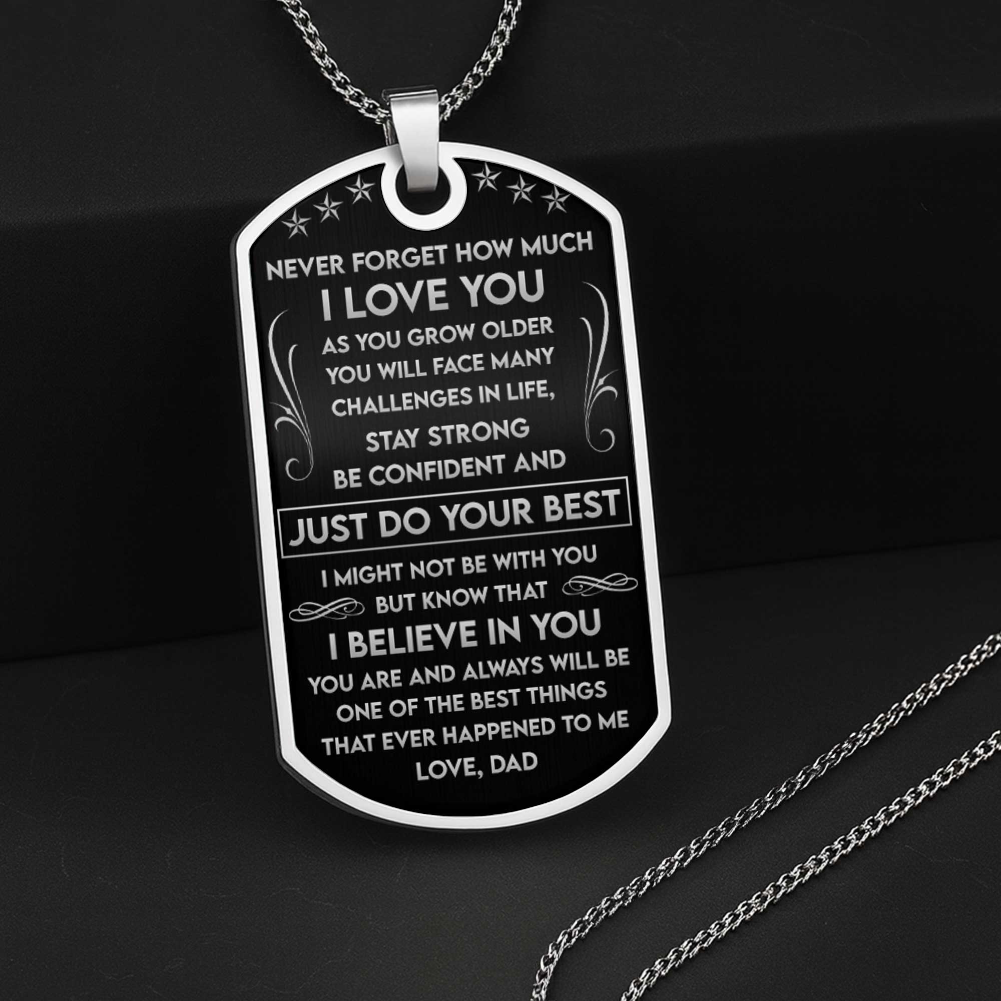 Personalized Stainless Steel Dog Tag Necklace Gift for Son Dog Tag Necklace GradoCreations